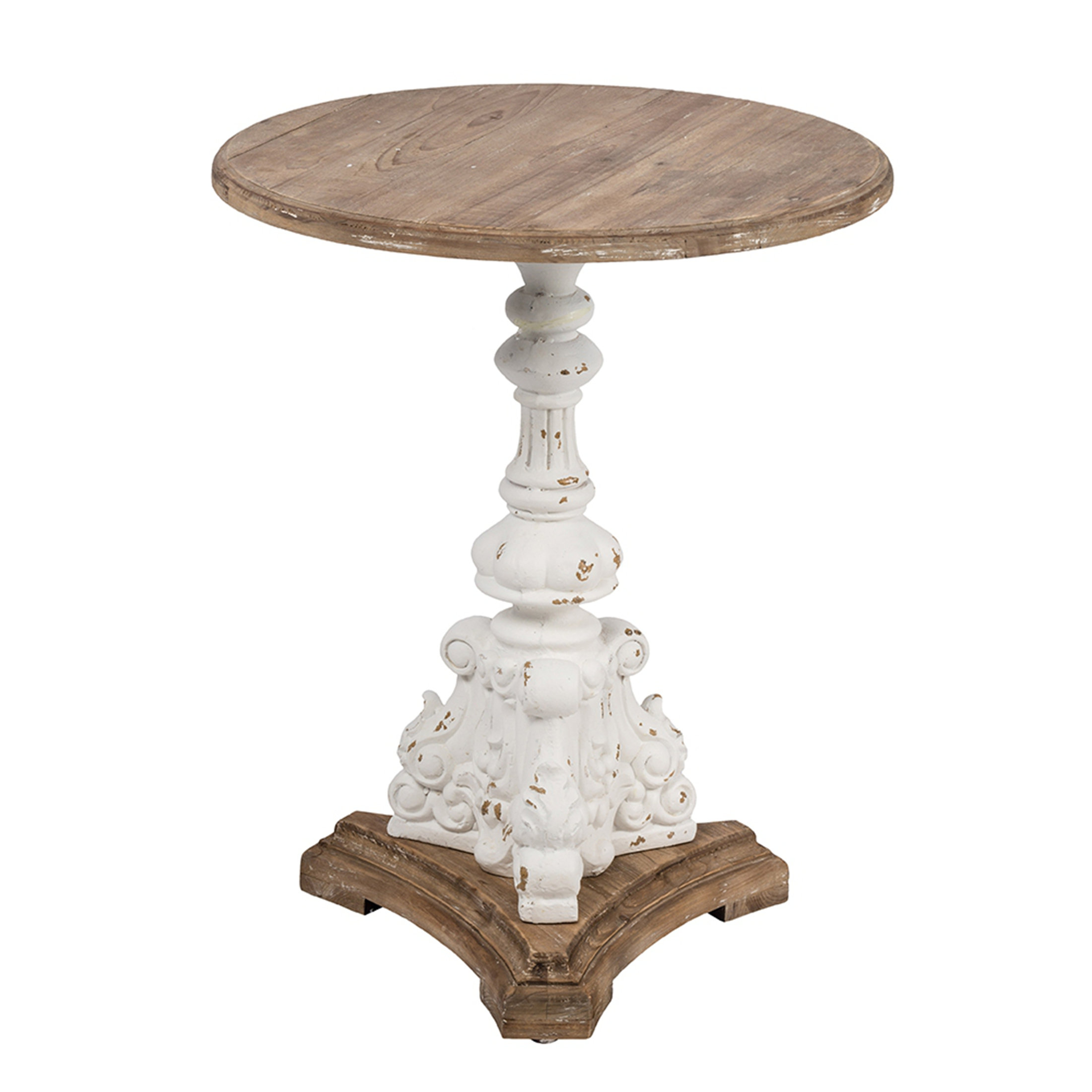 Wildon Home® D22.5x27" Antique White Round French Country Side Table | Wayfair